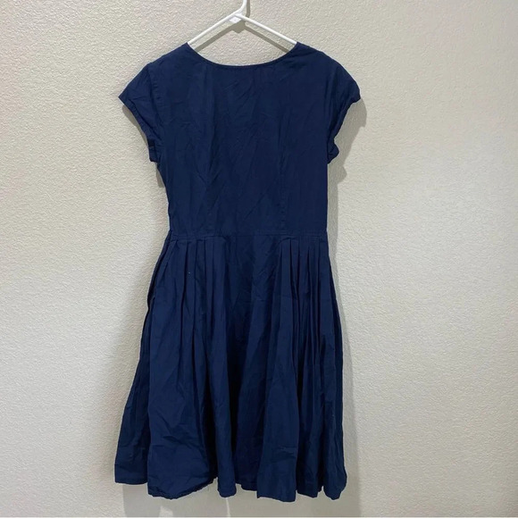 ESHAKTI Navy Blue Cotton Fit-And-Flare Dress Sweetheart Neckline Size 12 - Picture 9 of 9